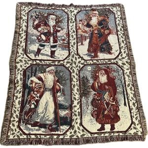 Goodwin Weavers Christmas Santa Woven Tapestry Throw Blanket 4’ x 5’